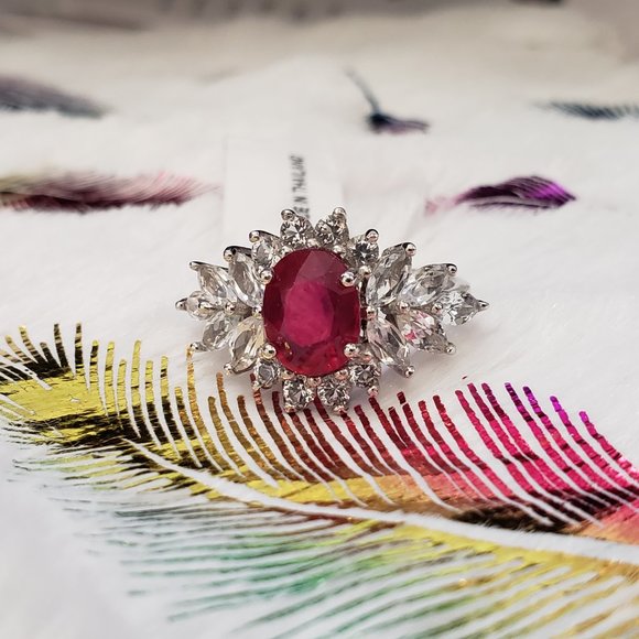 Ruby White Topaz Sterling Silver Ring SZ 8 TGW - Picture 3 of 14